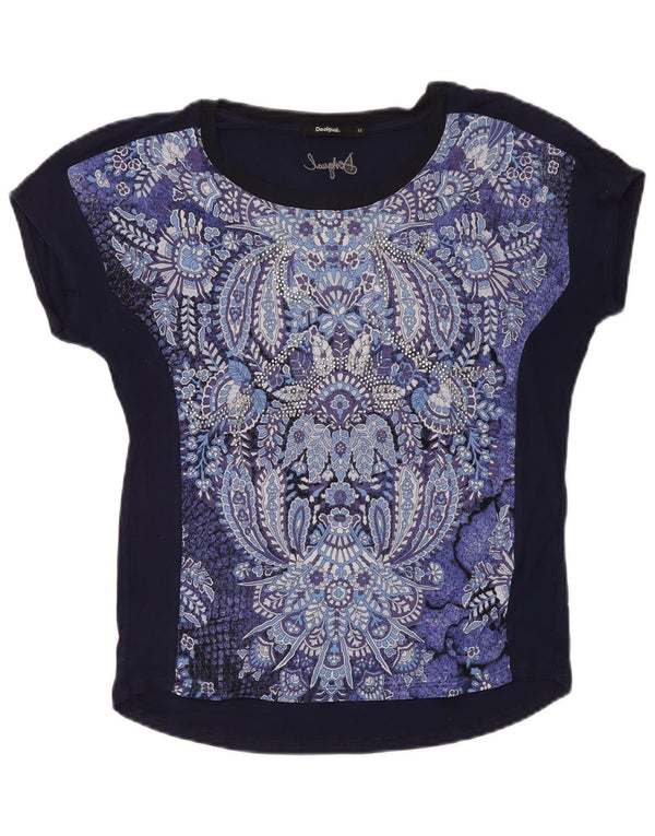 Damska koszulka graficzna Desigual Top UK 14 Medium Granatowa Paisley