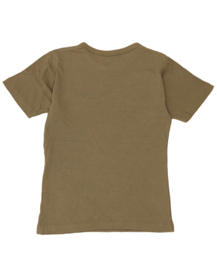 Męski T-shirt ZARA, mały, bawełniany khaki