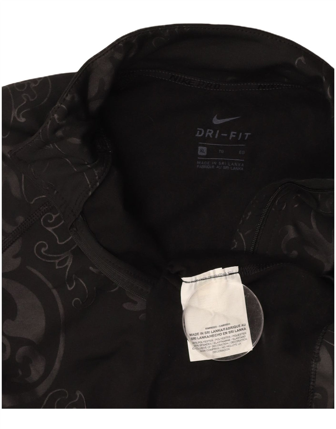 Damski dres NIKE Dri Fit z zamkiem błyskawicznym na szyi, UK 18 XL, czarny Paisley