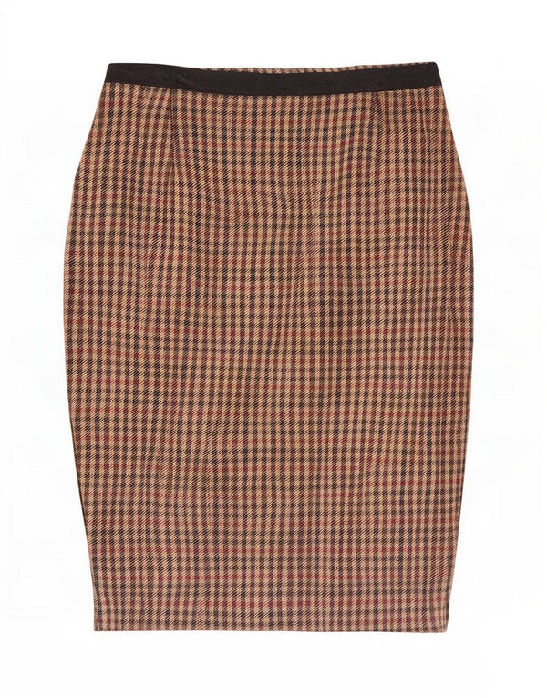 Damska spódnica ołówkowa Austin Reed UK 12 Medium W30 Brązowa bawełna w pepitkę