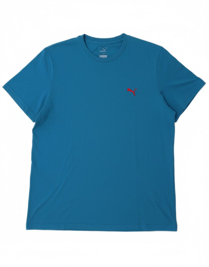 PUMA Mens Graphic T-Shirt Top 2XL Blue Cotton Vintage Puma and Second-Hand Puma from Messina Hembry 
