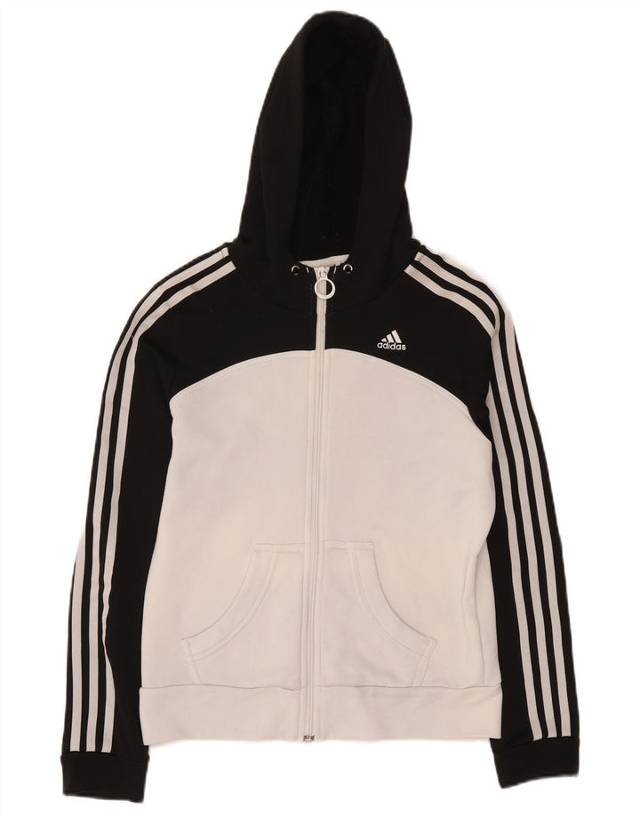Damski sweter z kapturem i zamkiem błyskawicznym Adidas UK 12 Średni czarny poliester z blokami kolorów