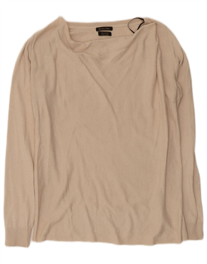 Damski sweter o regularnym kroju Massimo Dutti UK 12 Średni Beżowy Jedwab