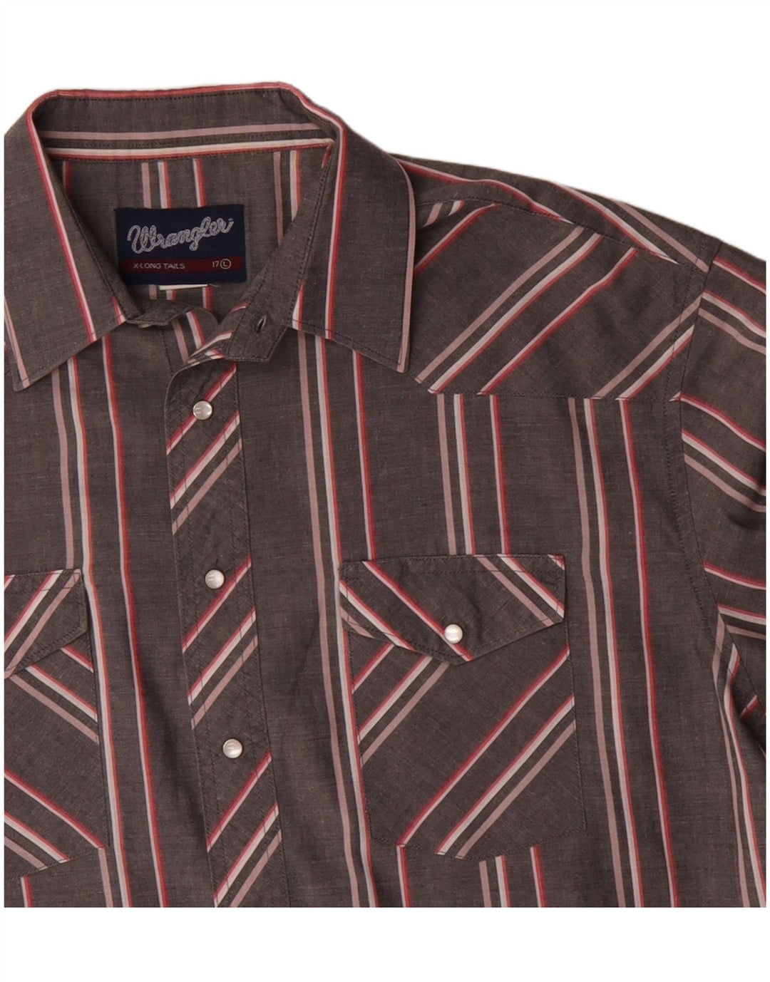 Męska koszula z krótkim rękawem Wrangler, rozmiar 17 XL, szare paski