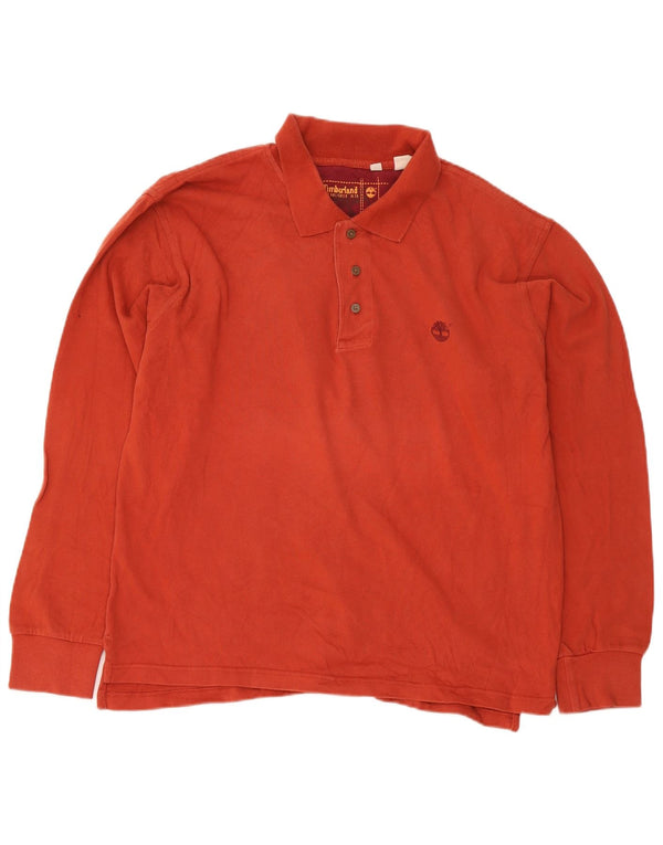Męska koszulka polo Timberland z długim rękawem, duża, pomarańczowa, bawełniana