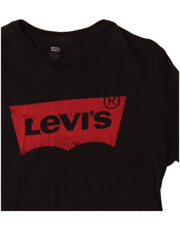 Męski T-shirt z grafiką Levi's, duży, czarny, bawełniany