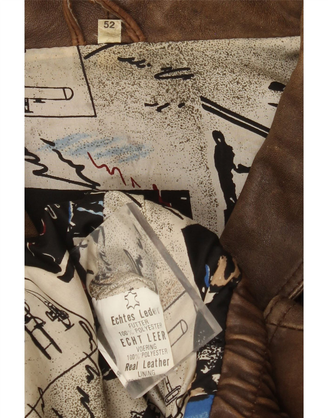 Męska kurtka skórzana VINTAGE EU 52 XL, brązowa skóra