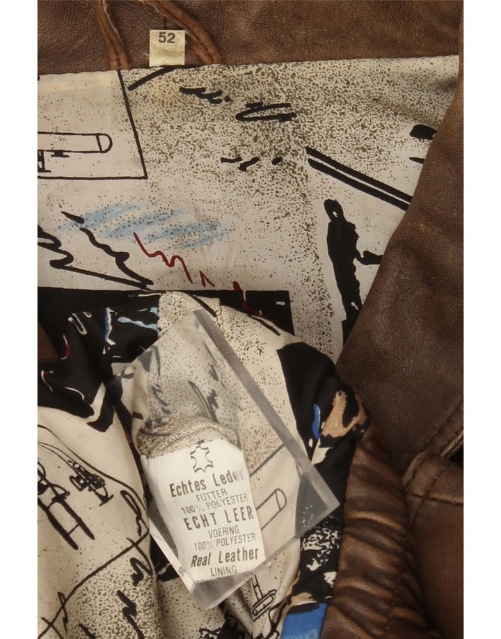 Męska kurtka skórzana VINTAGE EU 52 XL, brązowa skóra