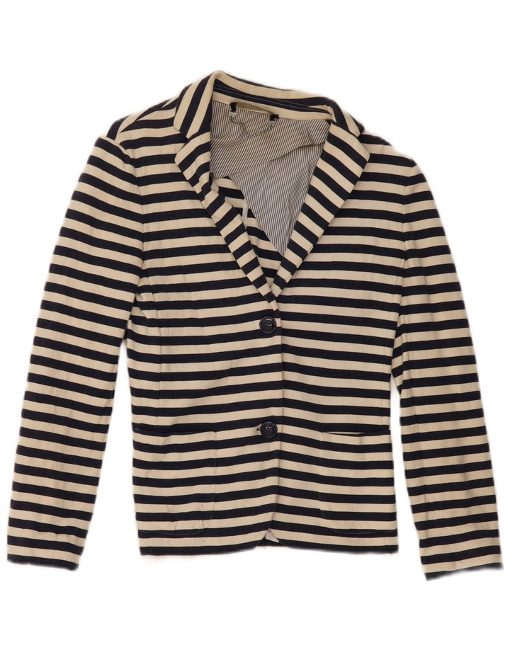 MAX MARA Damska marynarka weekendowa zapinana na 2 guziki UK 6 XS, granatowa w paski