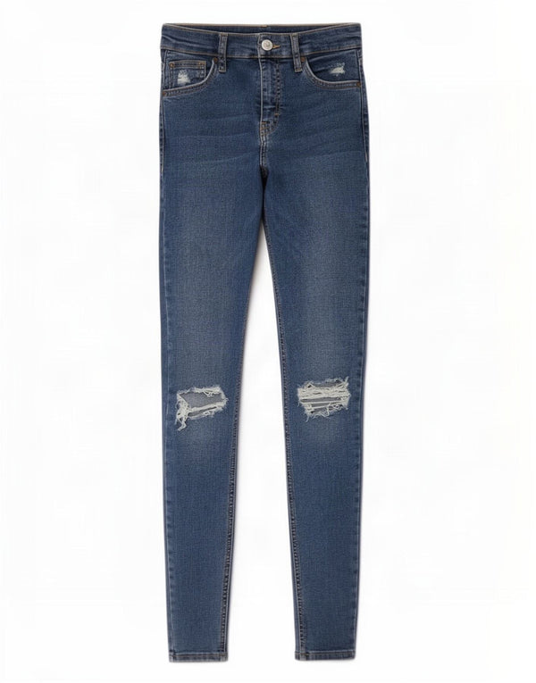 Damskie jeansy skinny w trudnej sytuacji Topshop W25 L29, niebieska bawełna