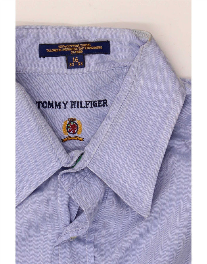 Koszula męska Tommy Hilfiger rozmiar 16, duża, niebieska, bawełniana w jodełkę