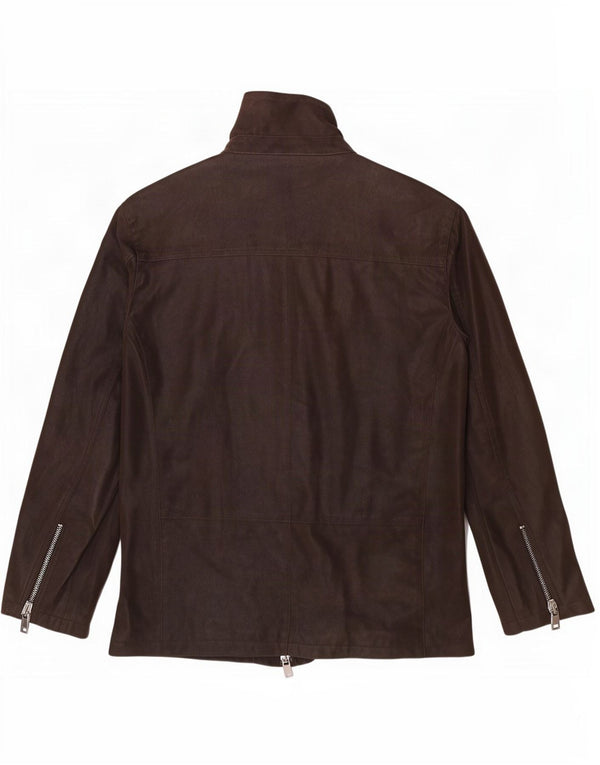 Rino & Pelle Mens Faux Leather Jacket IT 52 XL Brown Polyester