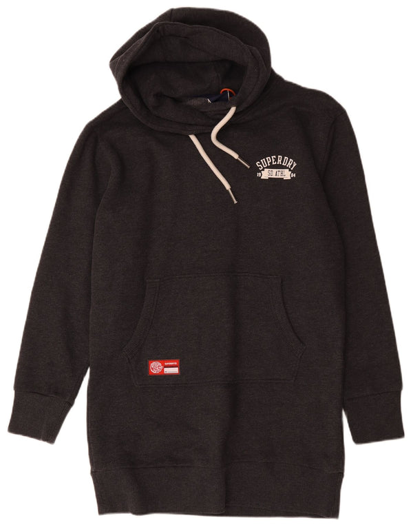 Damska graficzna sukienka z kapturem Superdry UK 12, średnia szara bawełna
