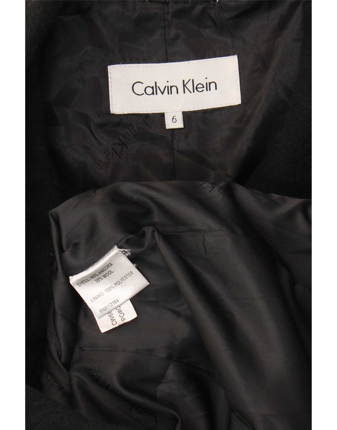 Damski płaszcz Calvin Klein US 6, średni czarny Angora