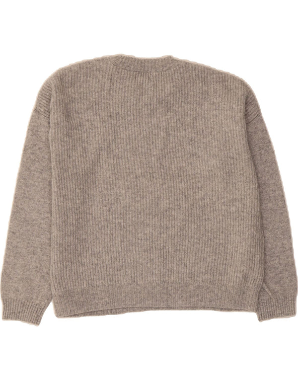 KAPPA Womens Oversized Crew Neck Jumper Sweater UK 14 Medium Grey Wool