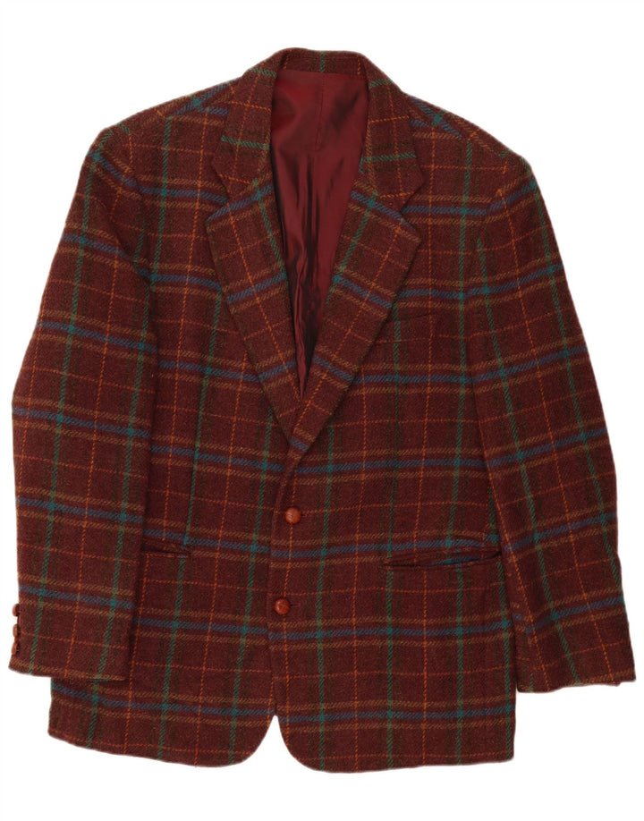 Męska marynarka zapinana na 2 guziki Sisley UK 42 XL Burgundowa klasyczna krata