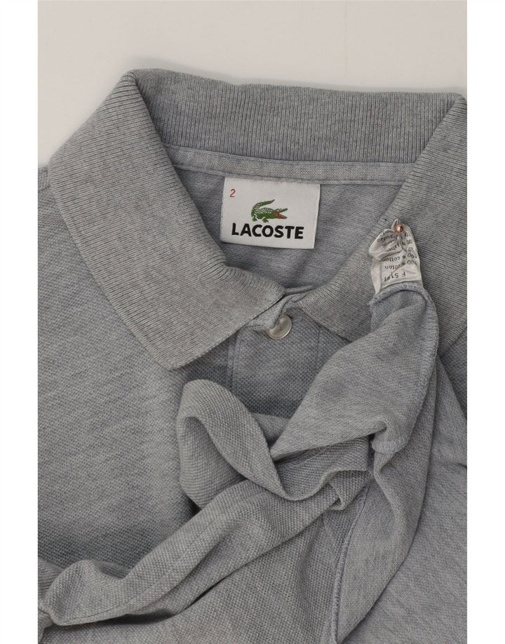 Męska koszulka polo LACOSTE, rozmiar 2, XS, szara, bawełniana w plamki