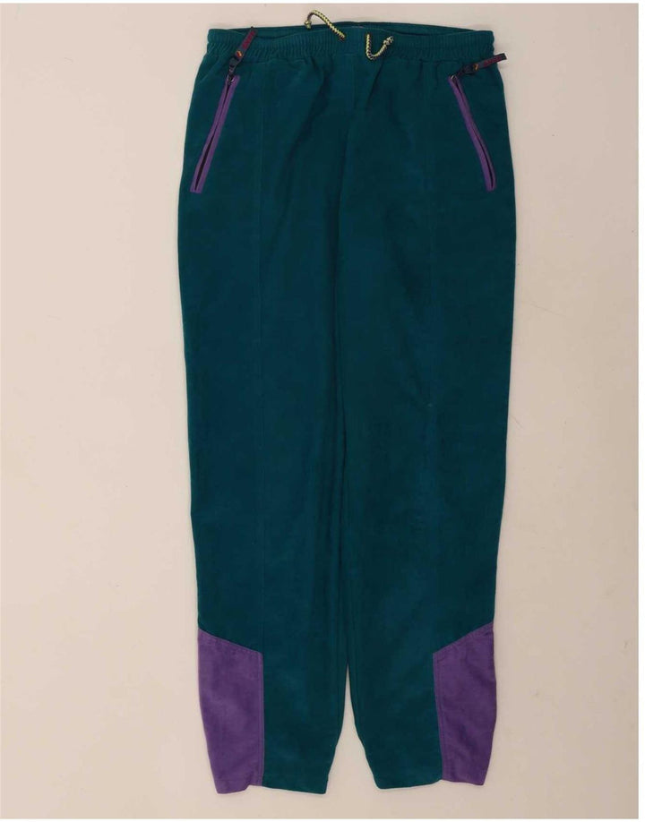 Vintage męski dres welurowy, duży, zielony, z blokami kolorów, poliester