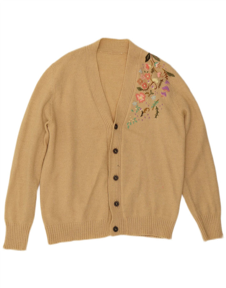 Sweter męski w stylu vintage, średnio beżowy, kwiatowy