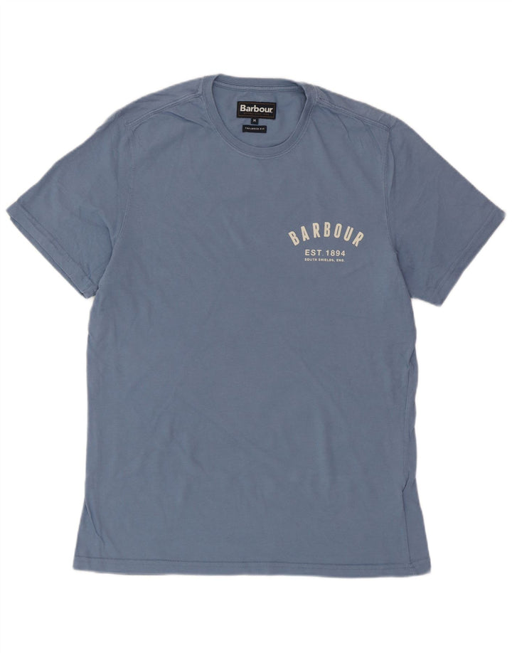 T-shirt męski BARBOUR o dopasowanym kroju, bawełniany w kolorze średniego błękitu