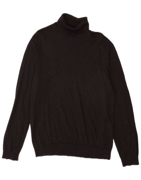 Marks & Spencer Męski sweter z golfem XL, czarna, wełna merynosów