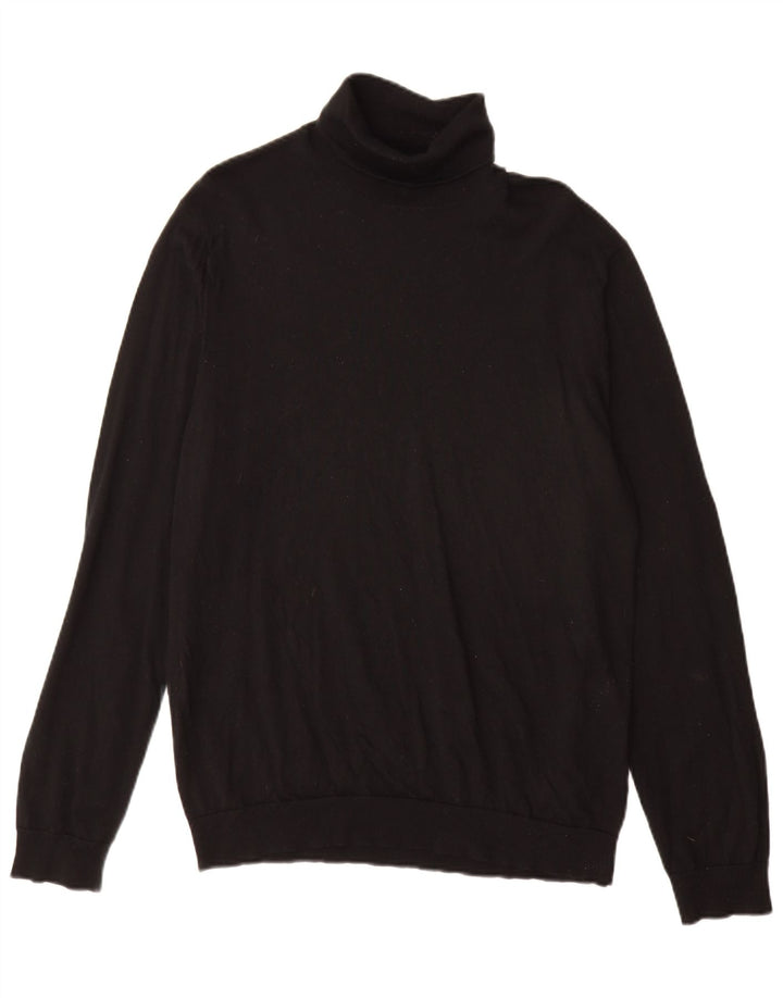 Marks & Spencer Męski sweter z golfem XL, czarna, wełna merynosów