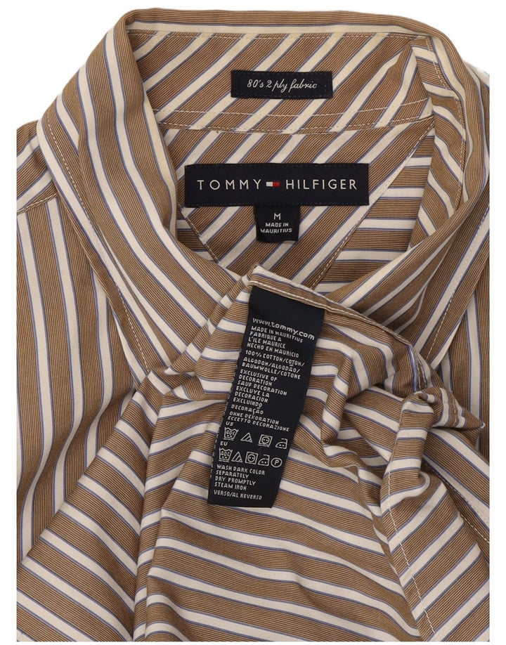 Koszula męska Tommy Hilfiger w średnie beżowe paski, bawełniana