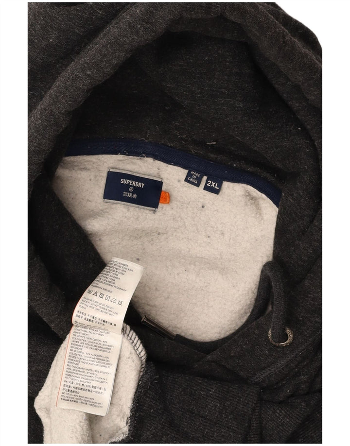 Męski sweter z kapturem SUPERDRY 2XL, szara bawełna w plamki
