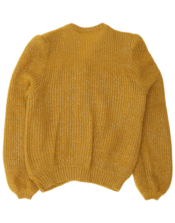 Sweter damski w stylu vintage, UK 12, średni, żółty, nakrapiany