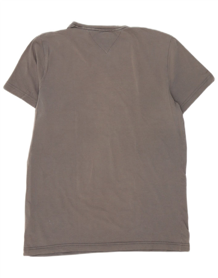 Męski T-shirt Tommy Hilfiger o wąskim kroju, średnioszary, bawełniany