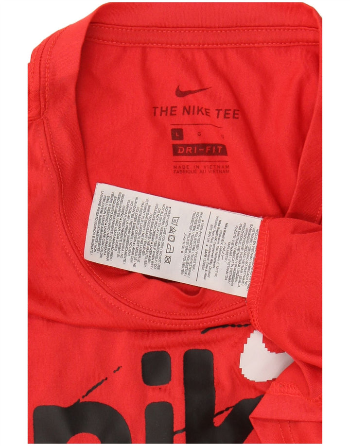 Męski T-shirt NIKE Dri Fit z grafiką, duży, czerwony, poliester