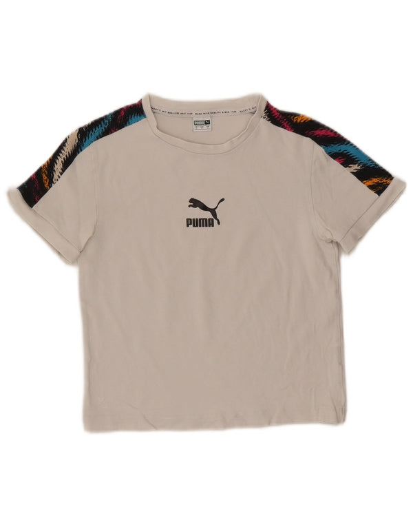 Damska koszulka Puma Crop Graphic Top UK 8 Small White Colorblock