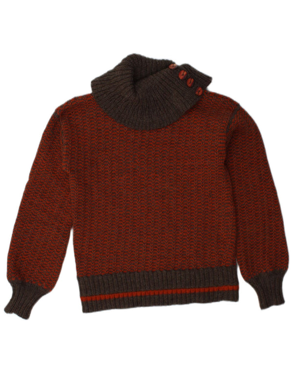 Sweter damski VINTAGE z wywijanym dekoltem UK 10 Small Orange Chevron