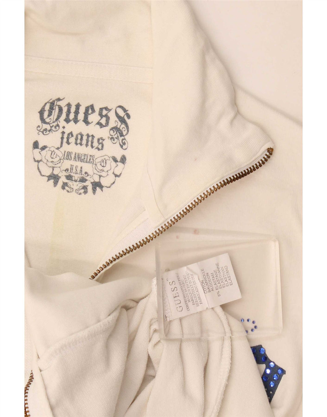 Damska kurtka dresowa Guess Graphic UK 10, mała, biała, bawełniana
