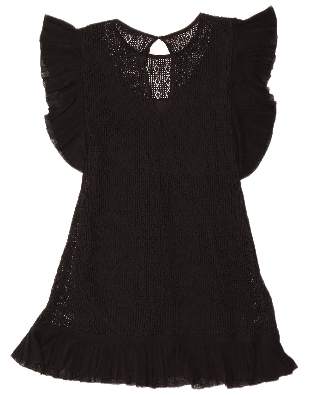 Damska sukienka sweterkowa ZARA z krótkim rękawem UK 12, średni czarny poliester