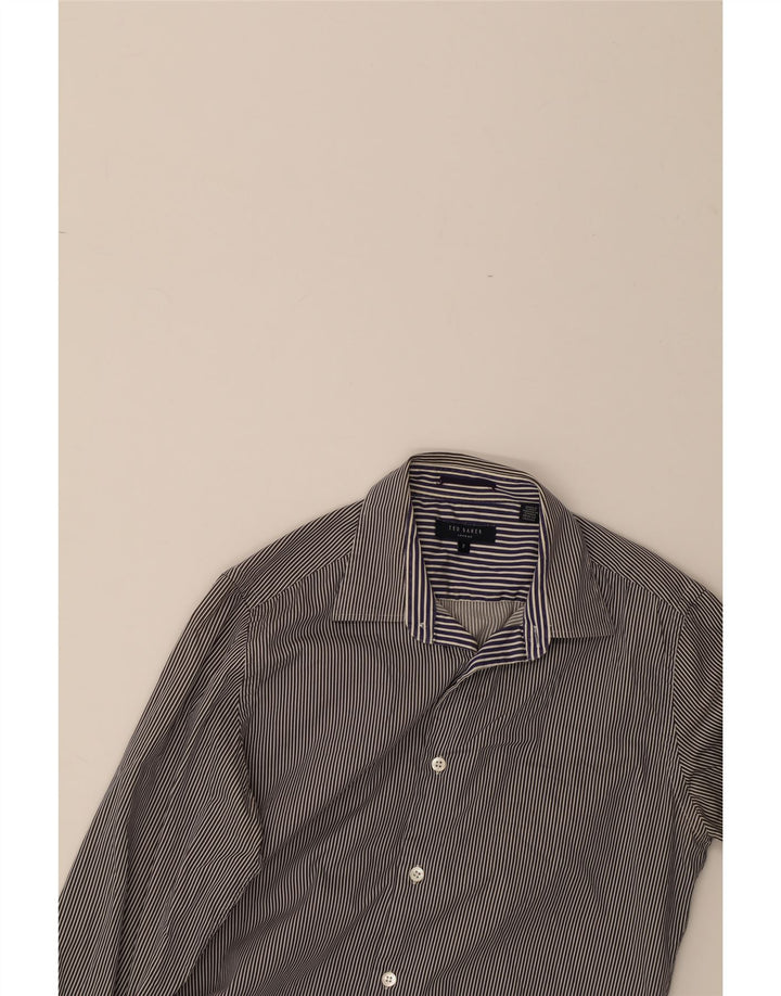 TED BAKER Mens Shirt Size 2 Small Blue Pinstripe Cotton Vintage Ted Baker and Second-Hand Ted Baker from Messina Hembry 