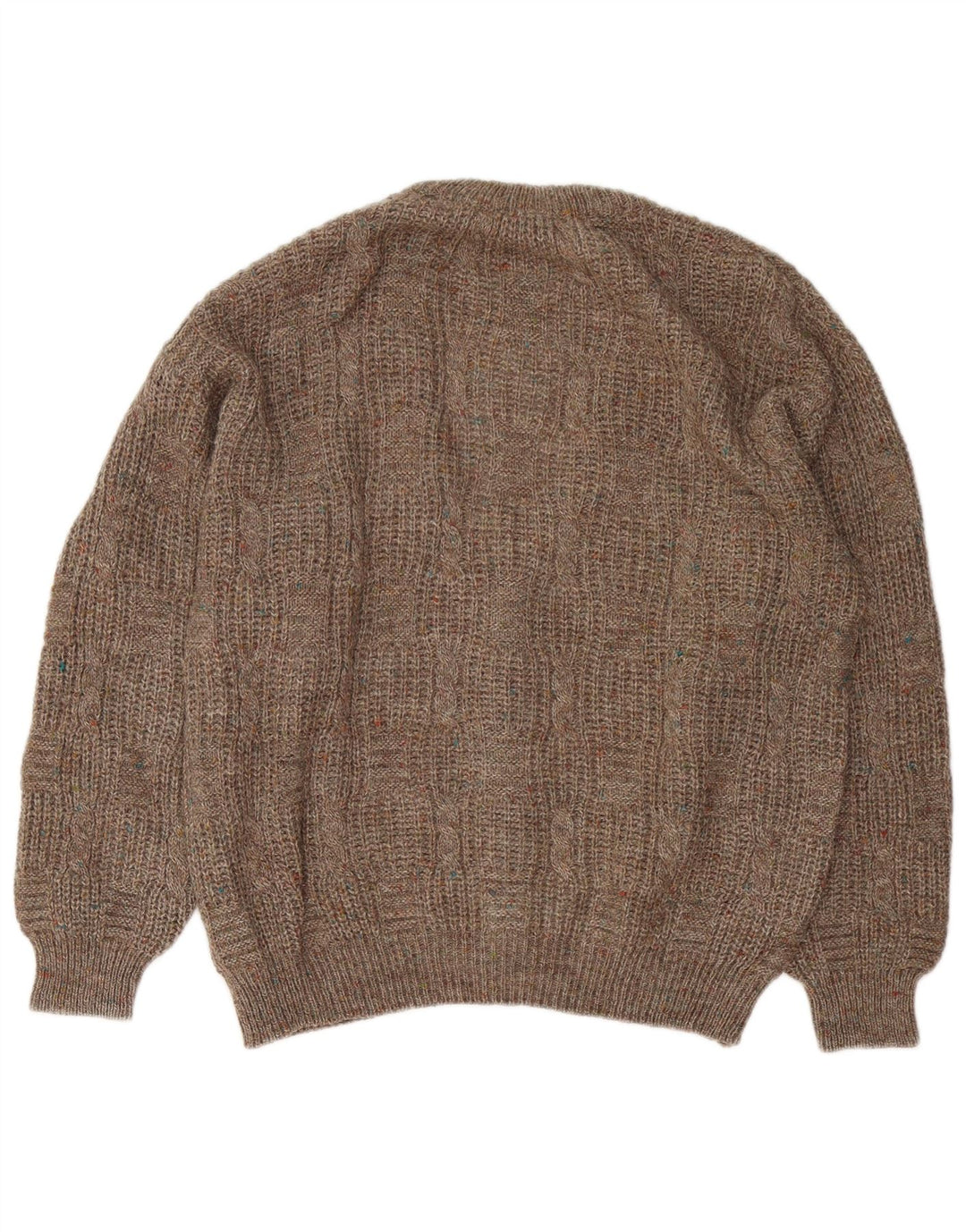 Vintage męski sweter rozpinany, duży, brązowy, nakrapiany