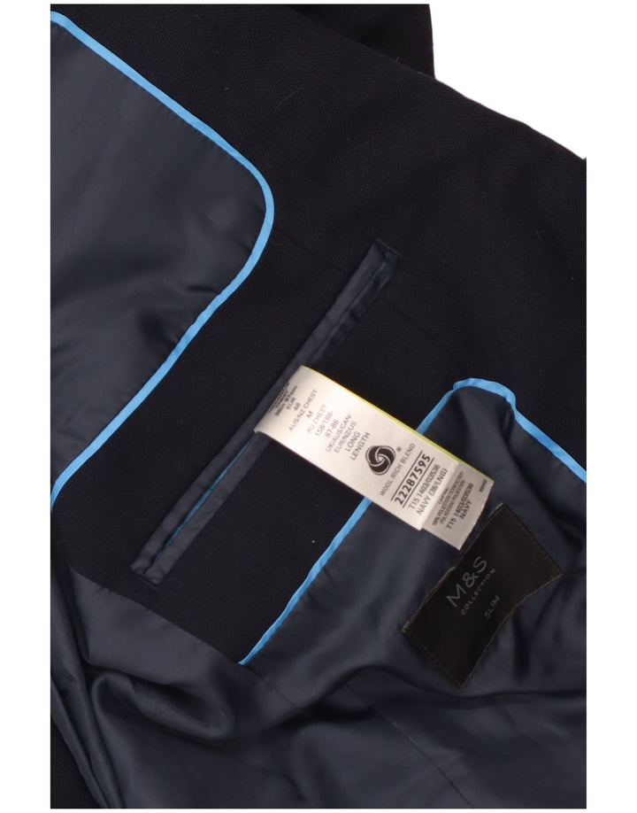 Marks & Spencer Męska marynarka slim fit z 2 guzikami, UK 38, średni granat