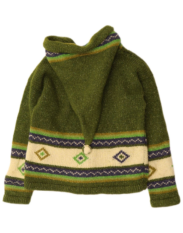 Sweter damski z kapturem w stylu vintage, UK 14, średnie zielone paski