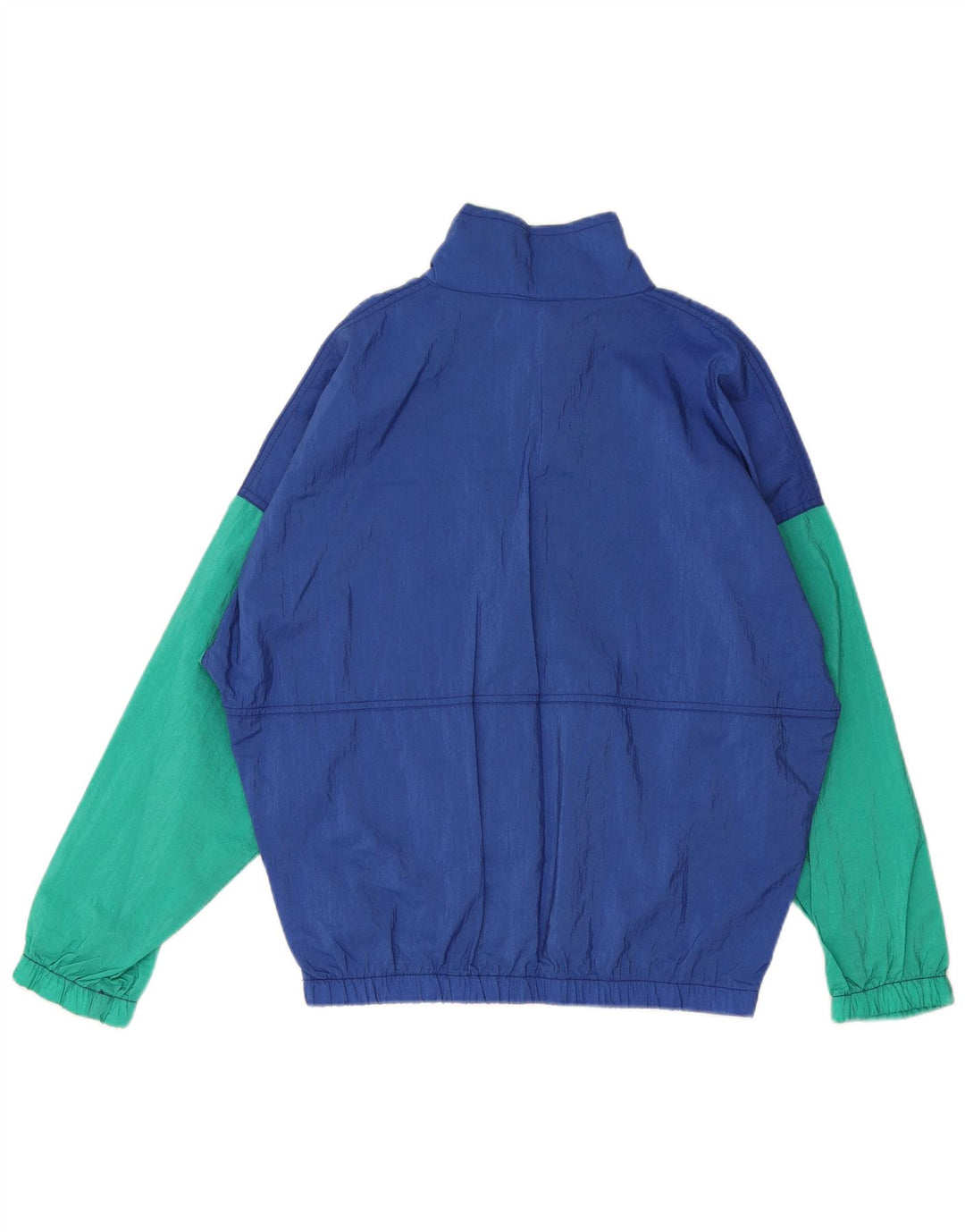 Vintage męska bluza dresowa z wierzchnią kurtką XL, niebieska, z blokami kolorów, poliamid