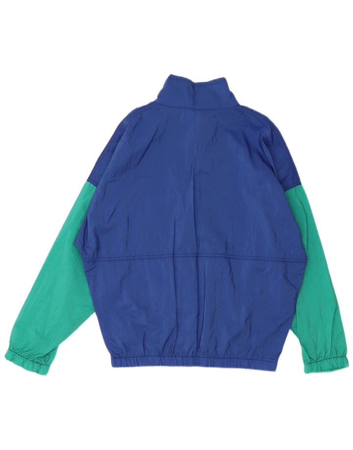 Vintage męska bluza dresowa z wierzchnią kurtką XL, niebieska, z blokami kolorów, poliamid