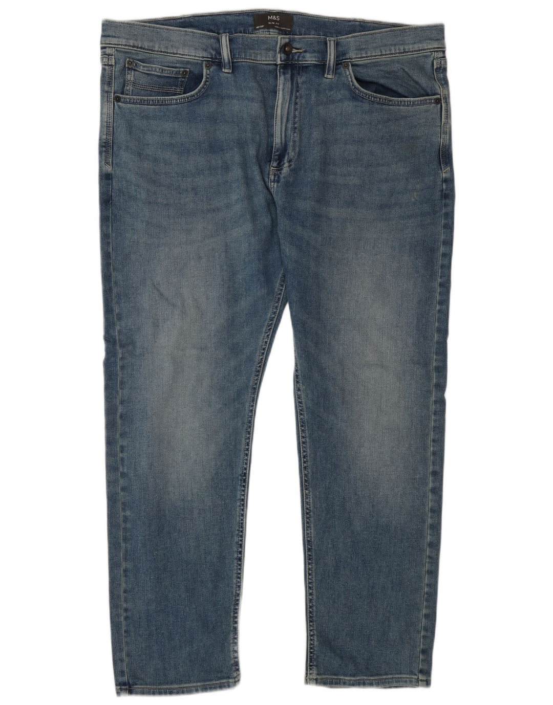 Marks & Spencer Męskie jeansy slim W40 L29 Niebieskie, bawełniane
