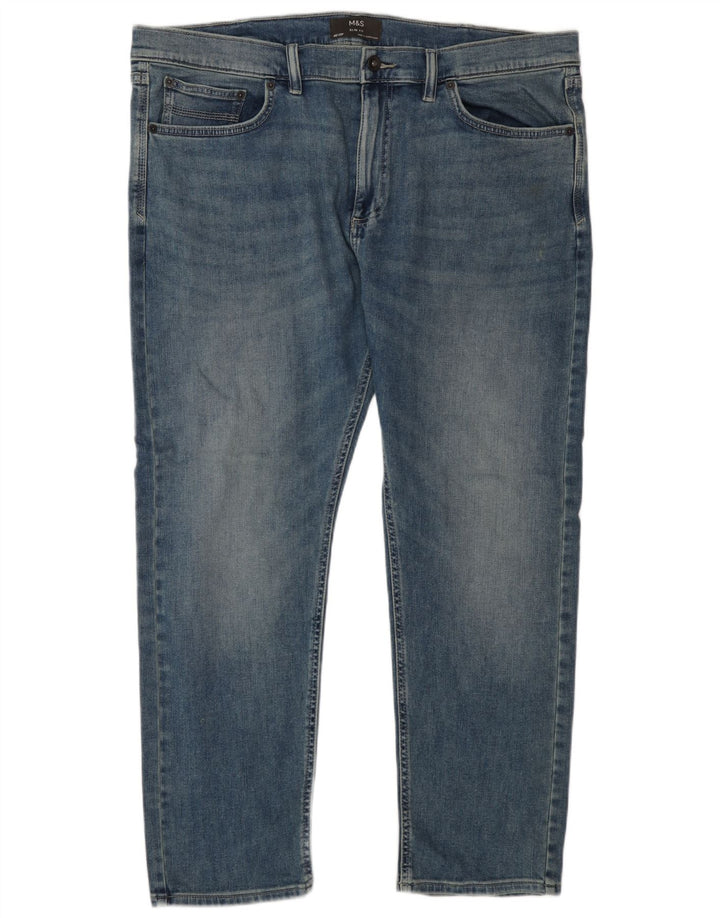 Marks & Spencer Męskie jeansy slim W40 L29 Niebieskie, bawełniane