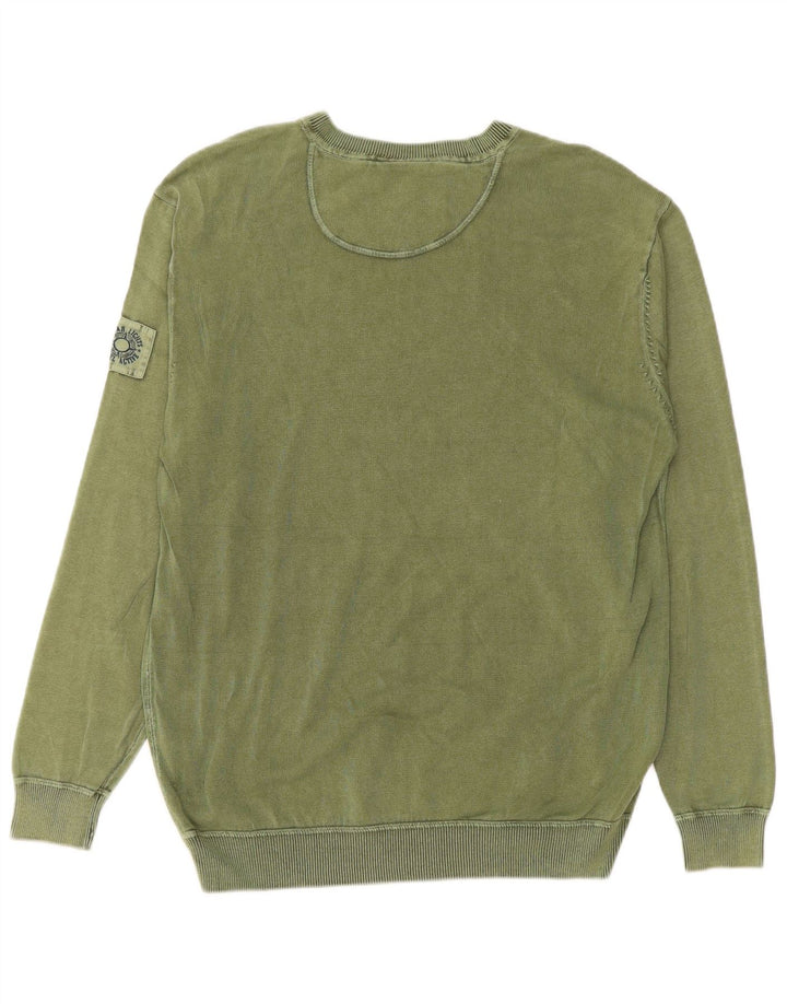 CAMEL ACTIVE Męski sweter z dekoltem w kształcie litery V, duży, bawełniany khaki