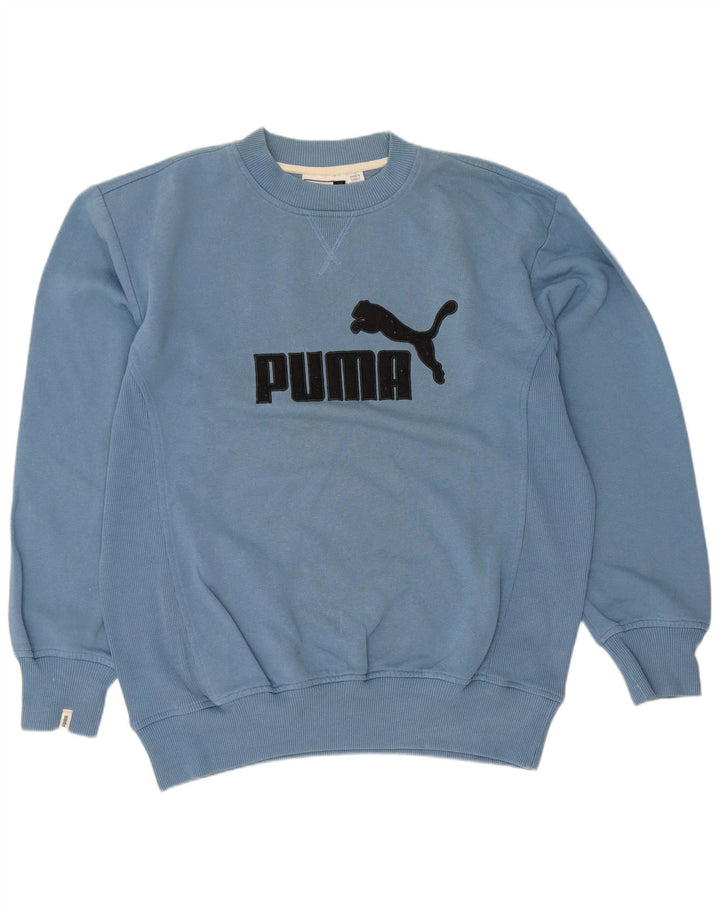 Męska bluza z grafiką Puma o luźnym kroju, mała, niebieska, bawełniana