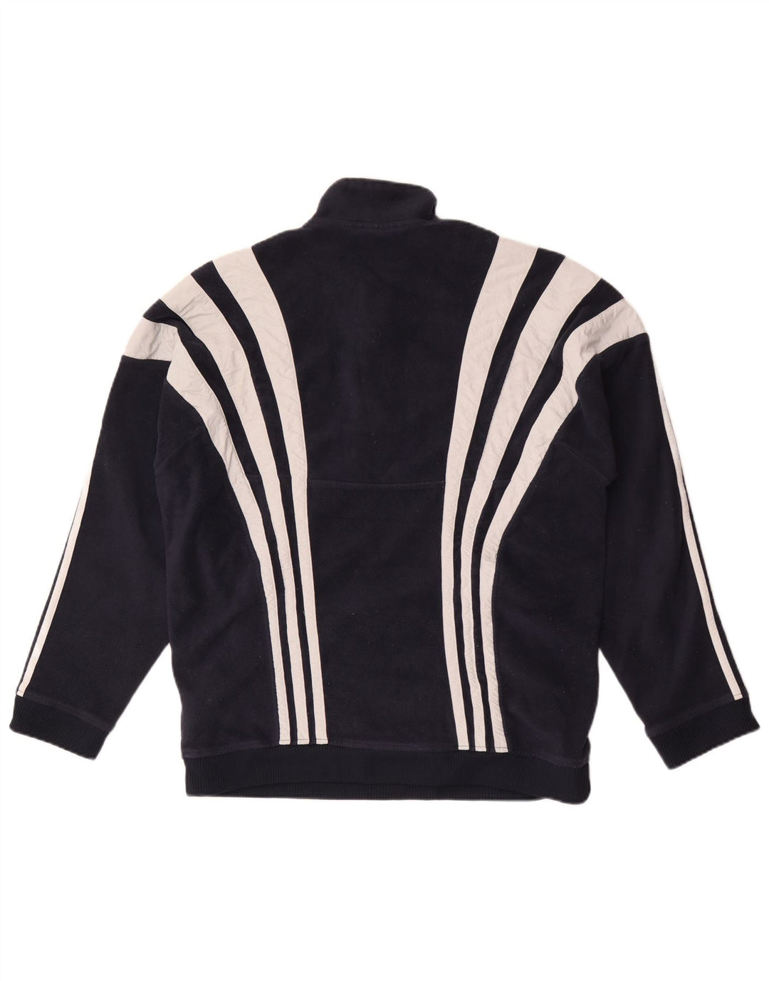 Męski sweter polarowy ADIDAS z zamkiem błyskawicznym, duży granatowy poliester w bloki kolorów