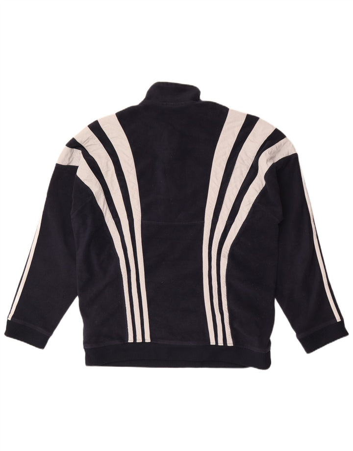 Męski sweter polarowy ADIDAS z zamkiem błyskawicznym, duży granatowy poliester w bloki kolorów