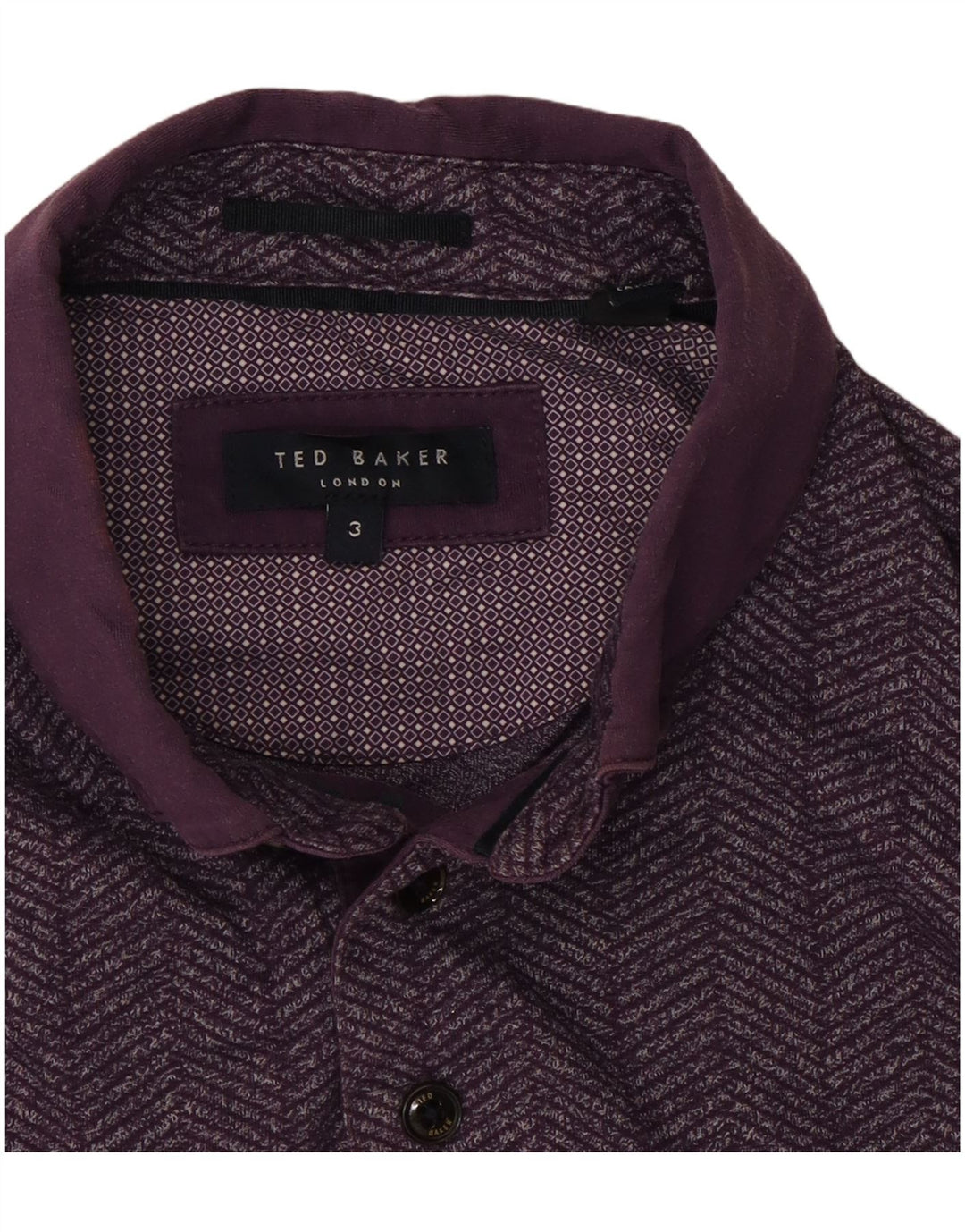 Męska koszulka polo Ted Baker, rozmiar 3, średnio fioletowa, w jodełkę