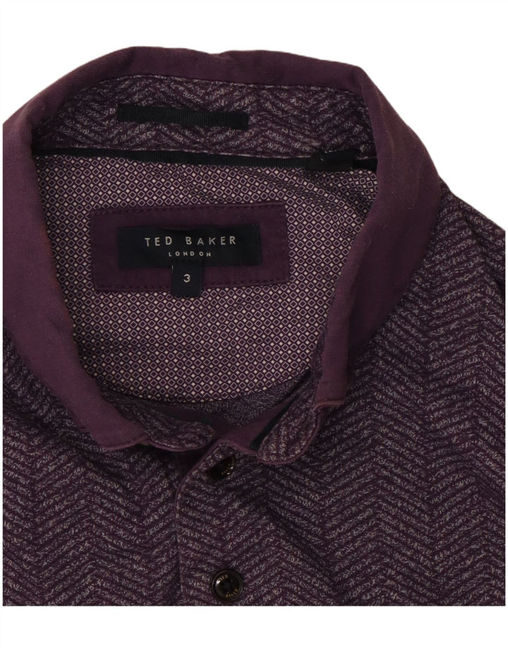 Męska koszulka polo Ted Baker, rozmiar 3, średnio fioletowa, w jodełkę