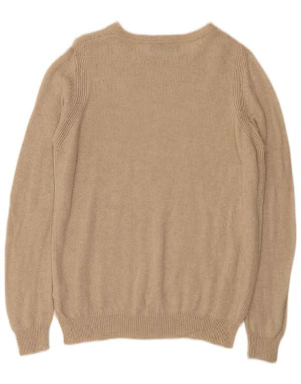 Marks & Spencer Damski sweter z dekoltem w łódkę, UK 14, duży, beżowy, wełniany